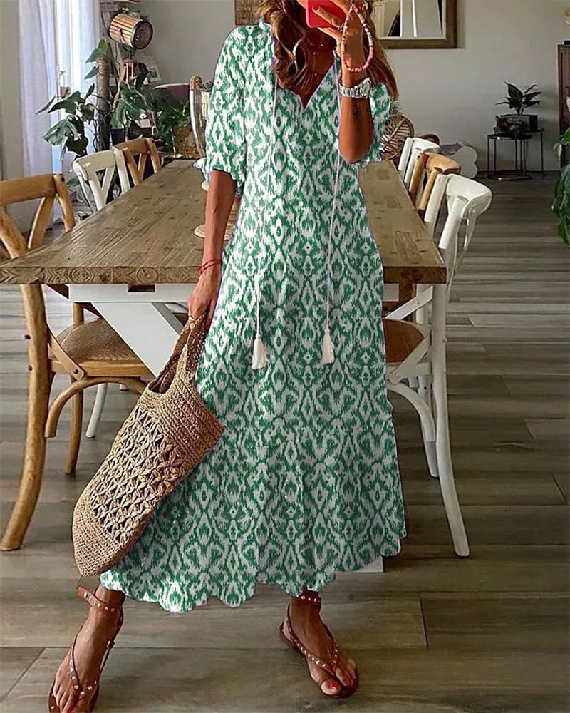 Cassia - Women Boho Tummy Coverage Maxi Dress