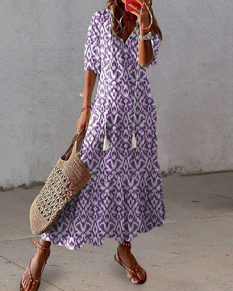 Cassia - Women Boho Tummy Coverage Maxi Dress