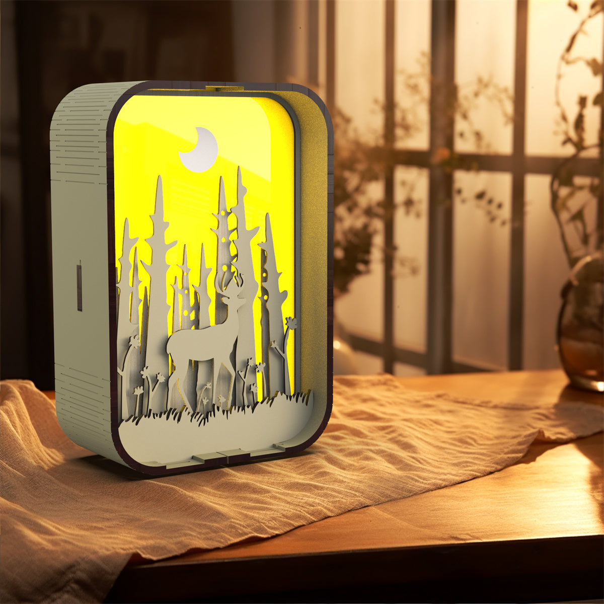 3D Wooden LED Night Light Decorative Bedside Ambient Lamp