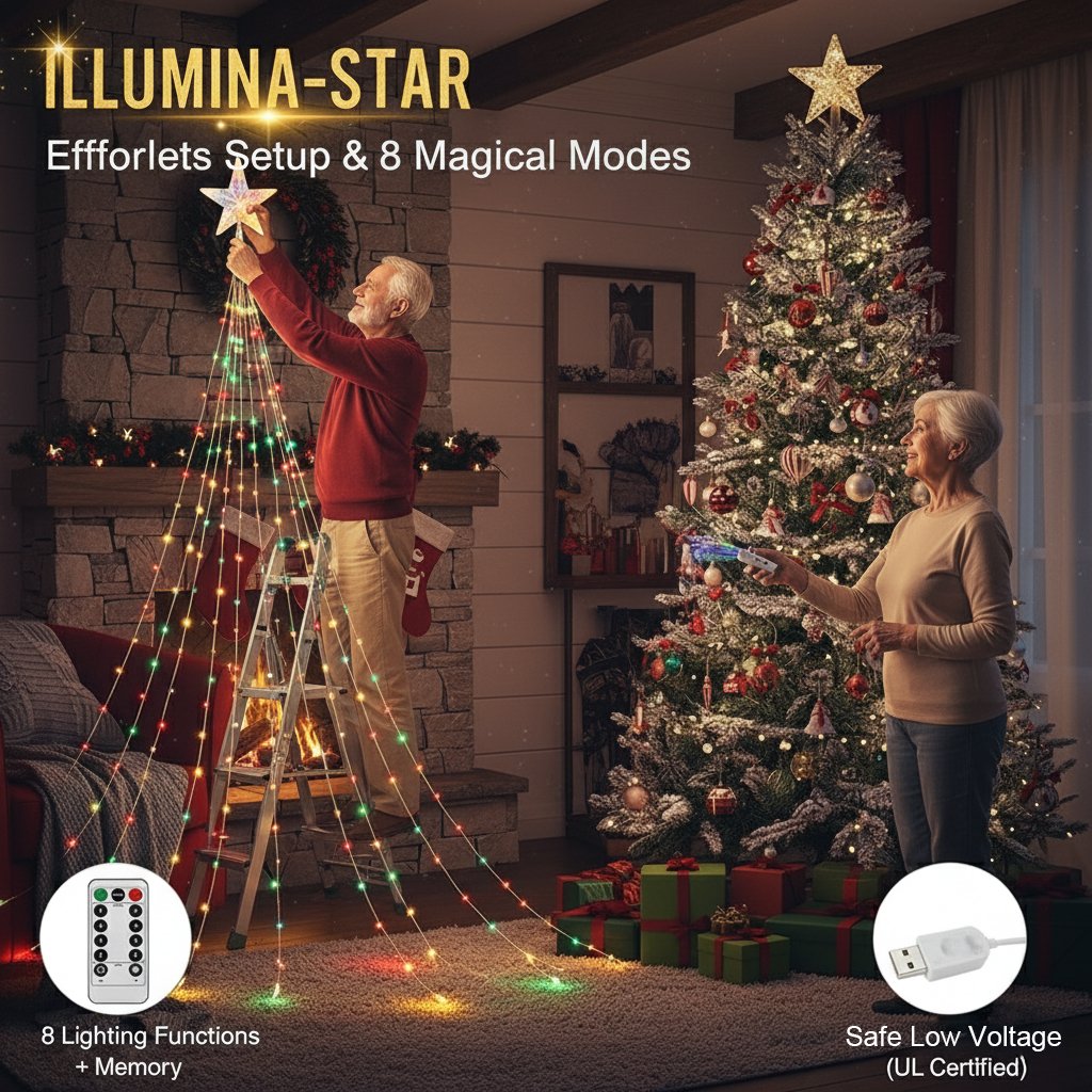 Vícebarevná světla na stromek Starlight Cascade