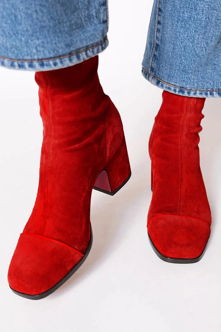 Square-Toed Ankle Boot With Bold Heel