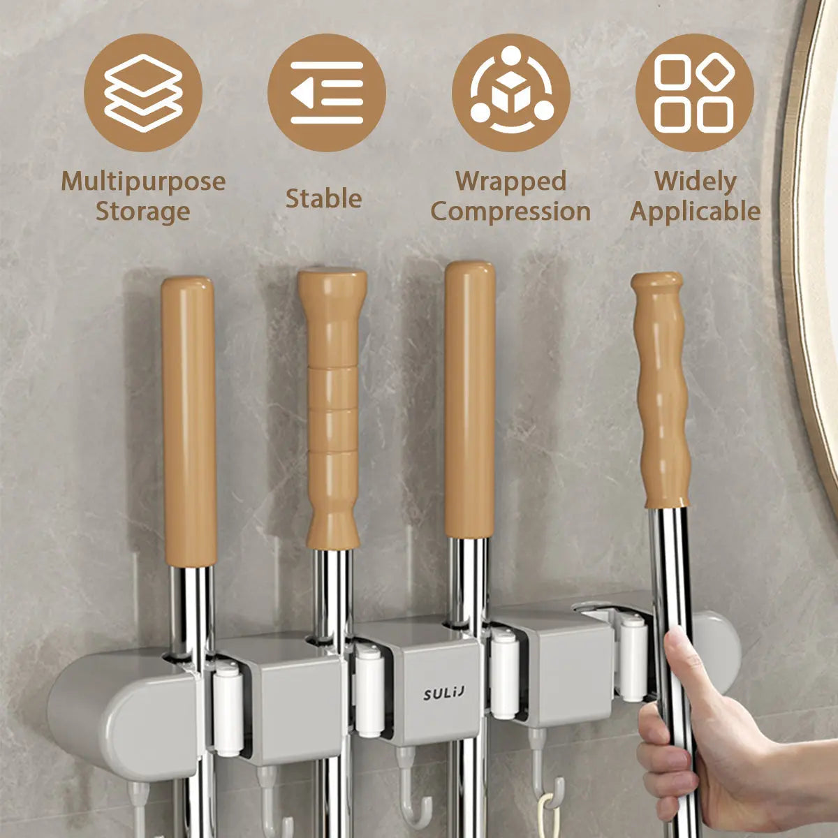 Wall-Mounted Mop and Broom Holder