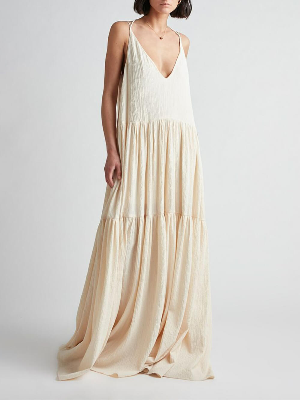 Cassi - Women's Backless V-Neck Maxi Dress
