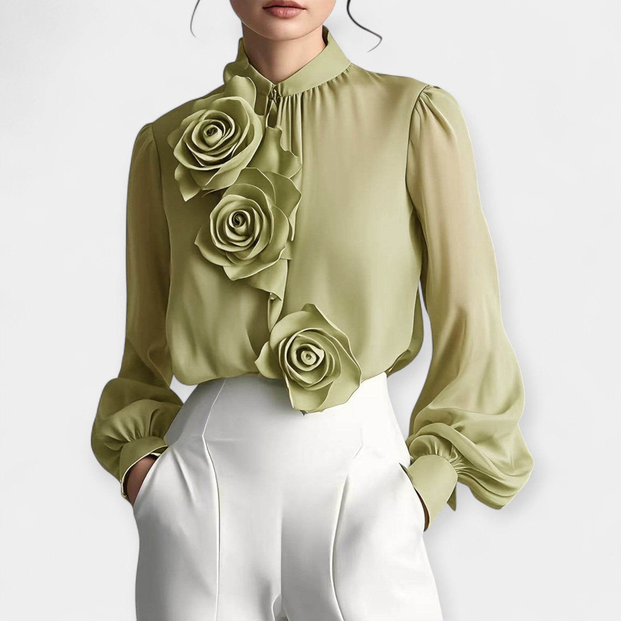Bluse med 3D-roser