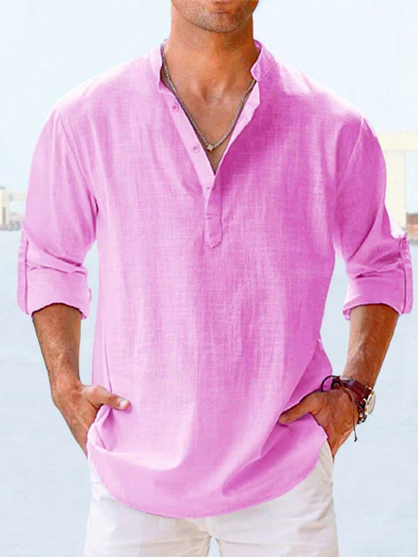 Men's Casual Henley Long Sleeve Shirt