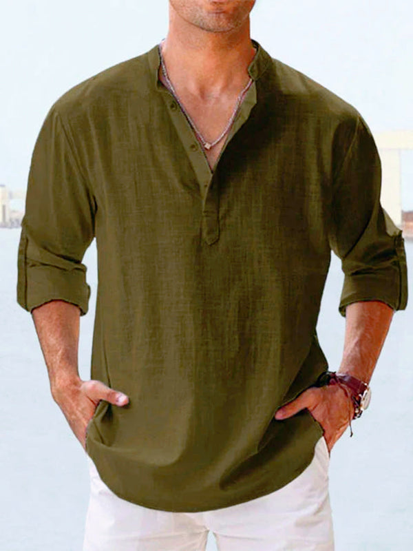 Men's Casual Henley Long Sleeve Shirt