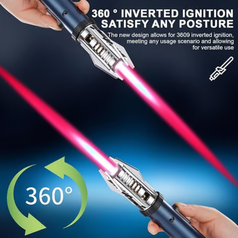 Refillable Jet Flame Lighter with Safety Lock