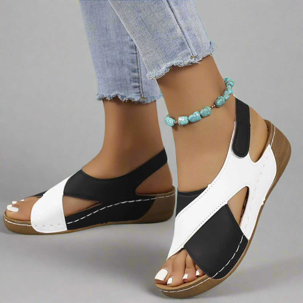 Slingback-sandaler i colorblock-design