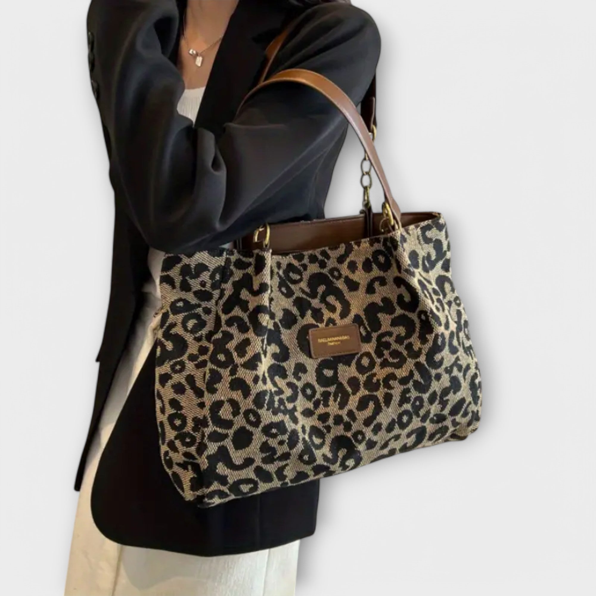 Lauren - Plátěná tote bag s leopardím vzorem