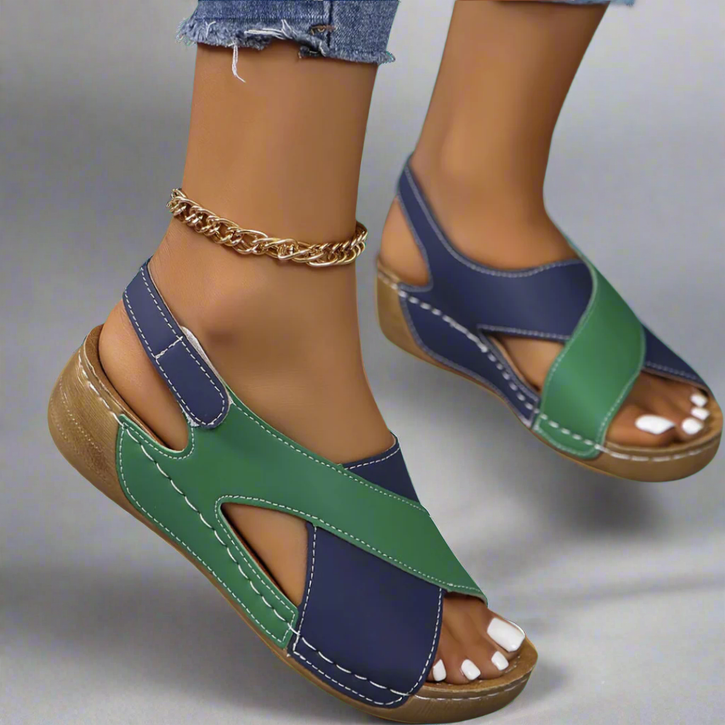 Slingback-sandaler i colorblock-design