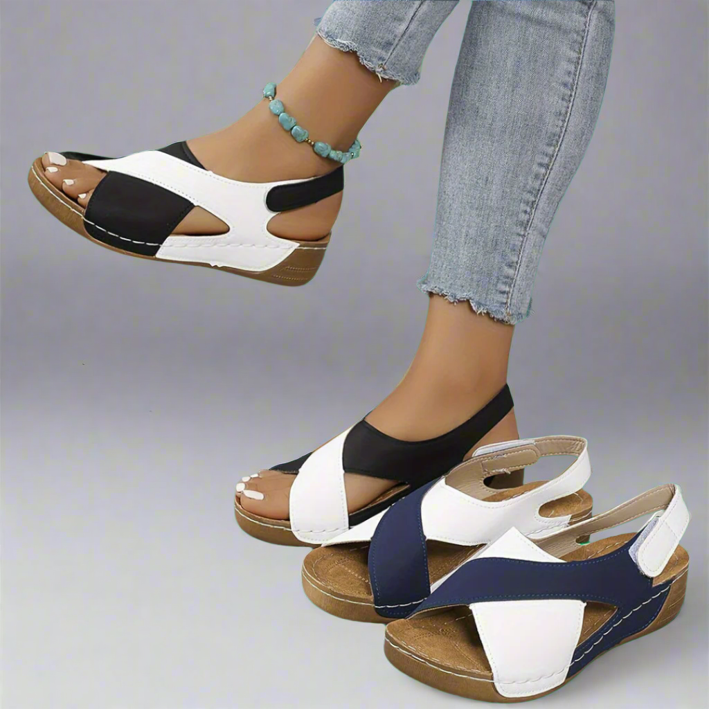 Slingback-sandaler i colorblock-design