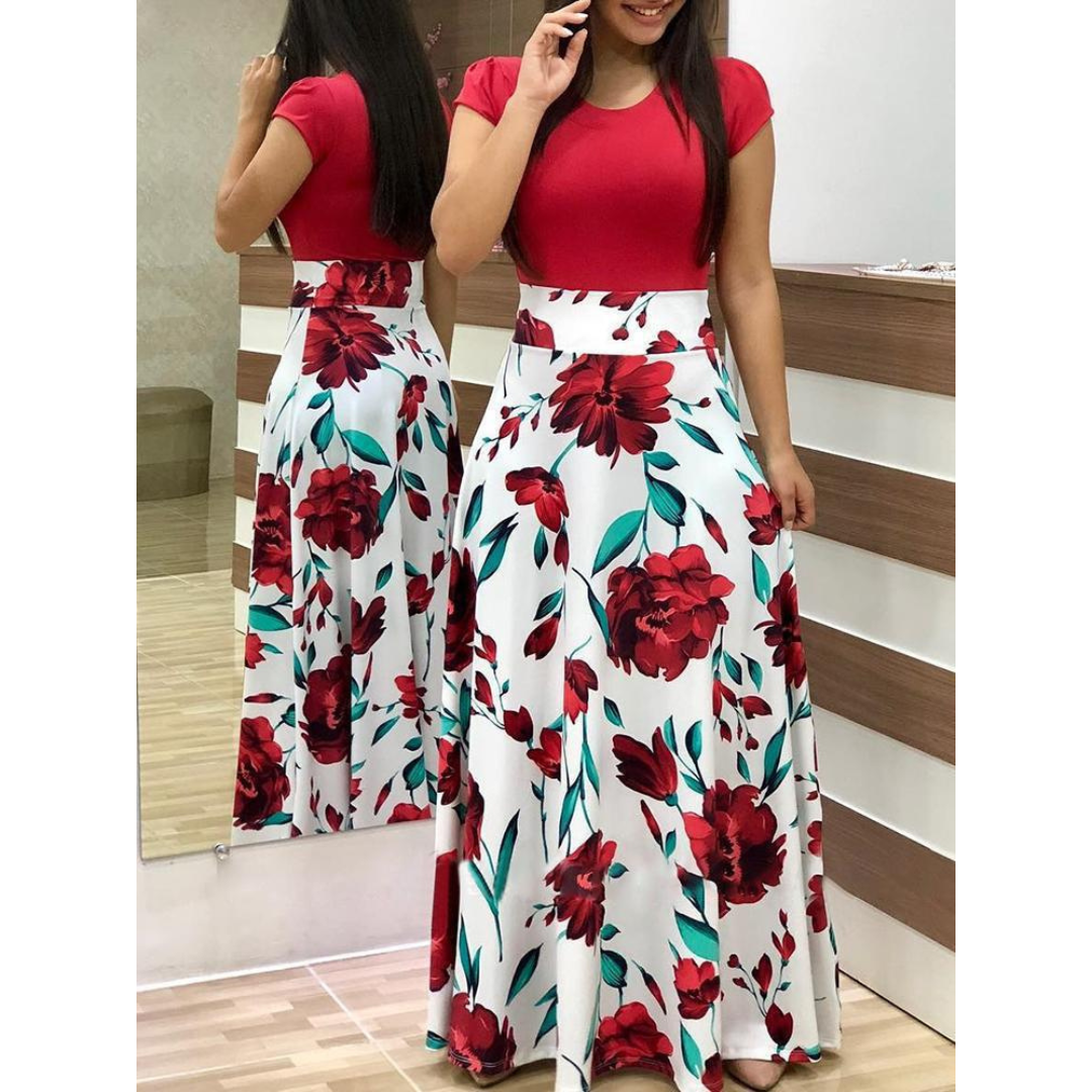 Evalise - Elegant Floral Bodycon Maxi Dress