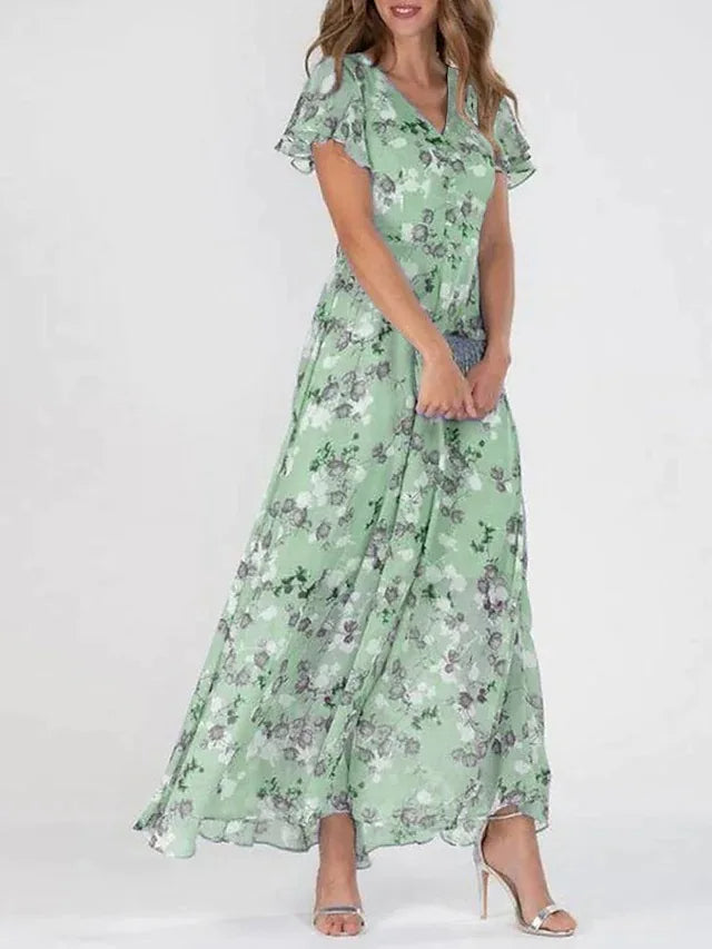 Brenda - Flydende maxikjole med blomsterprint