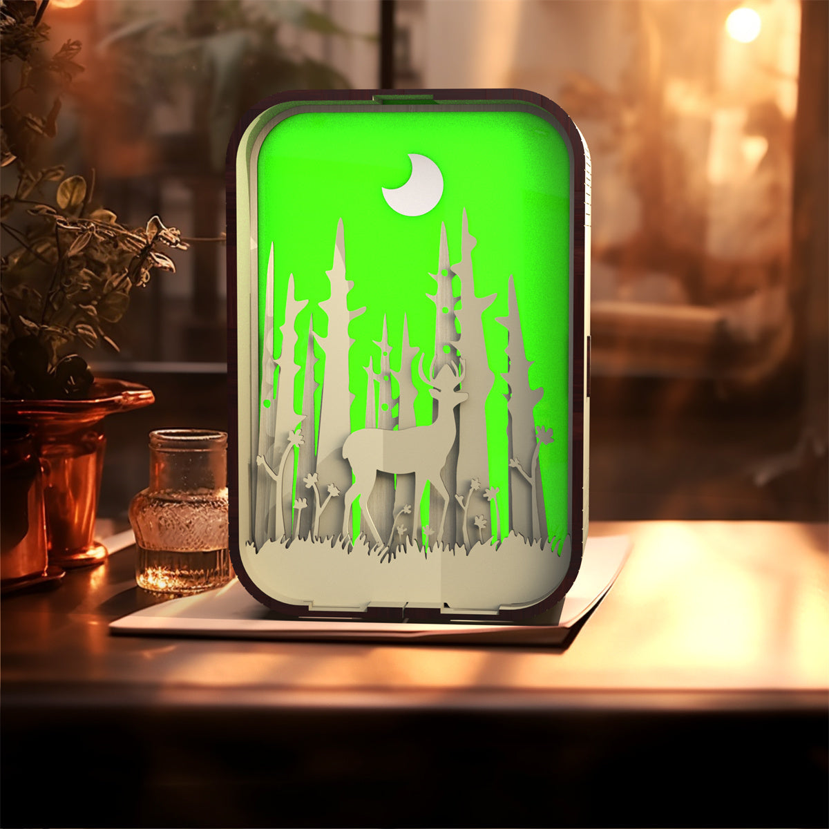 3D Wooden LED Night Light Decorative Bedside Ambient Lamp