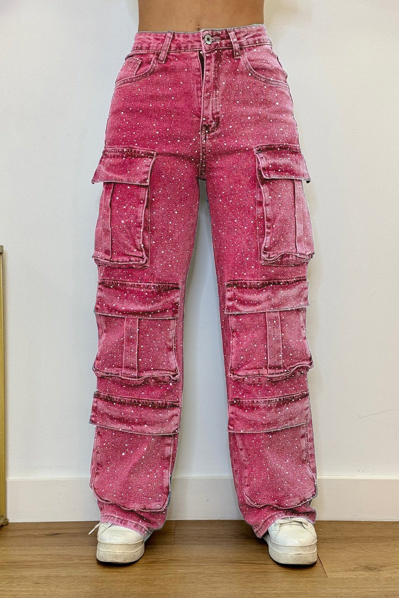 Dazzy - Women's Wide Leg Cargo Jeans with Utility Pockets