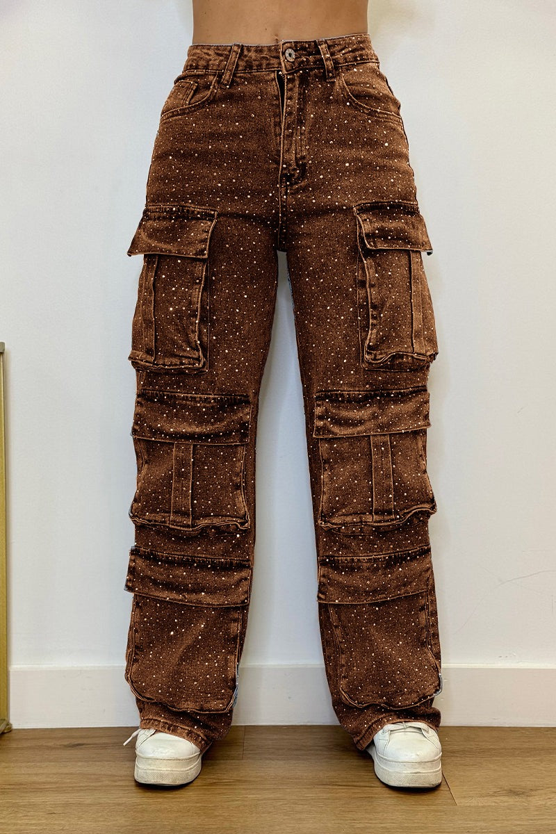 Dazzy - Women's Wide Leg Cargo Jeans with Utility Pockets