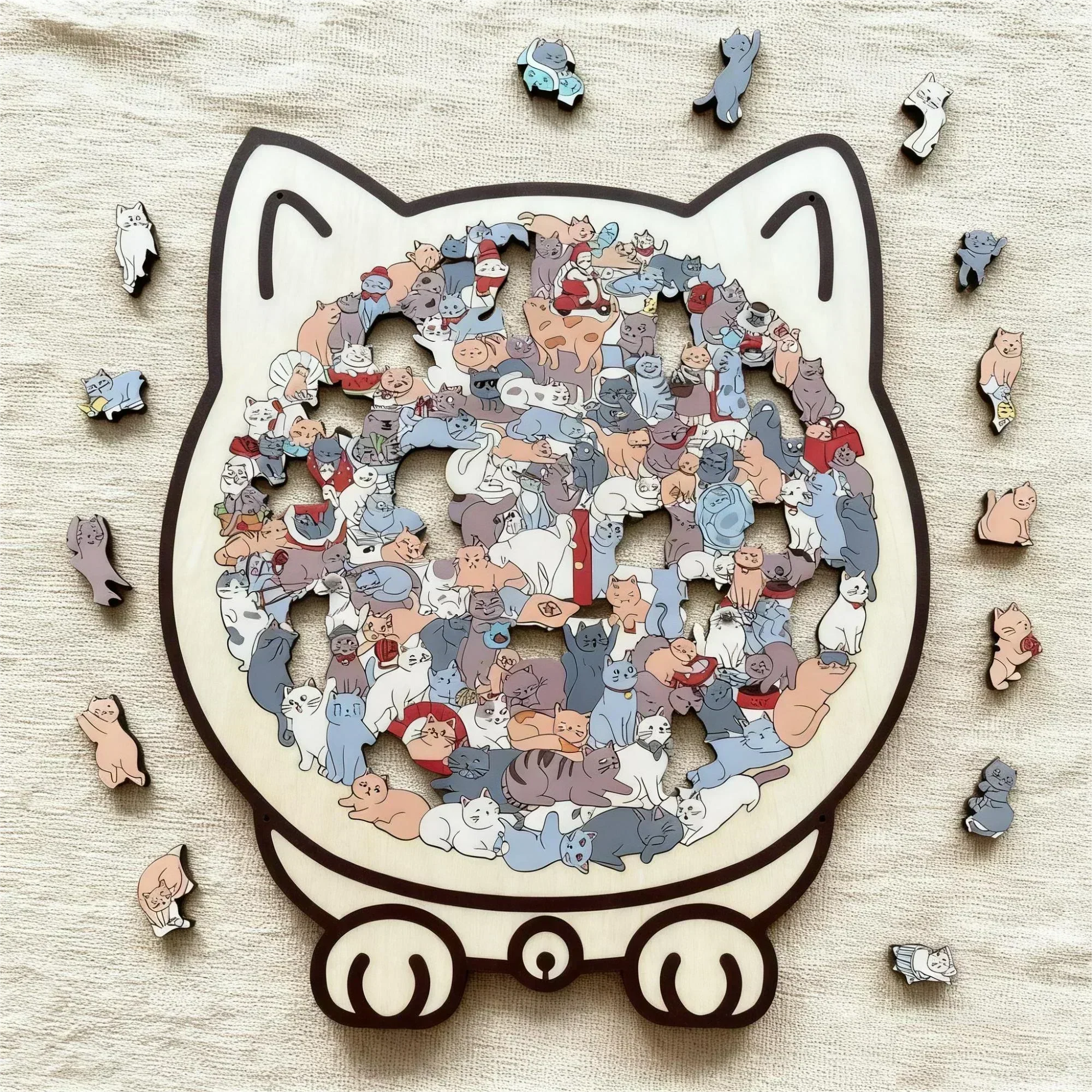 Kitty-Clique puzzle – dřevěné puzzle ve tvaru kočky