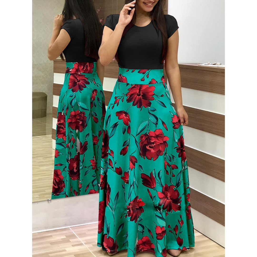 Evalise - Elegant Floral Bodycon Maxi Dress