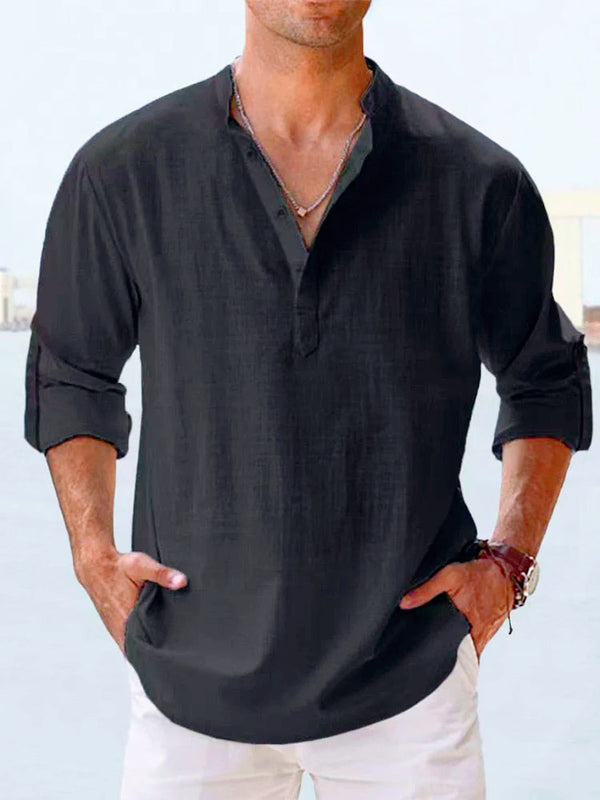 Men's Casual Henley Long Sleeve Shirt