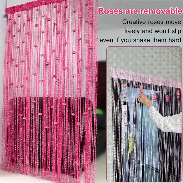 FloralGrace Decorative Rose String Curtains