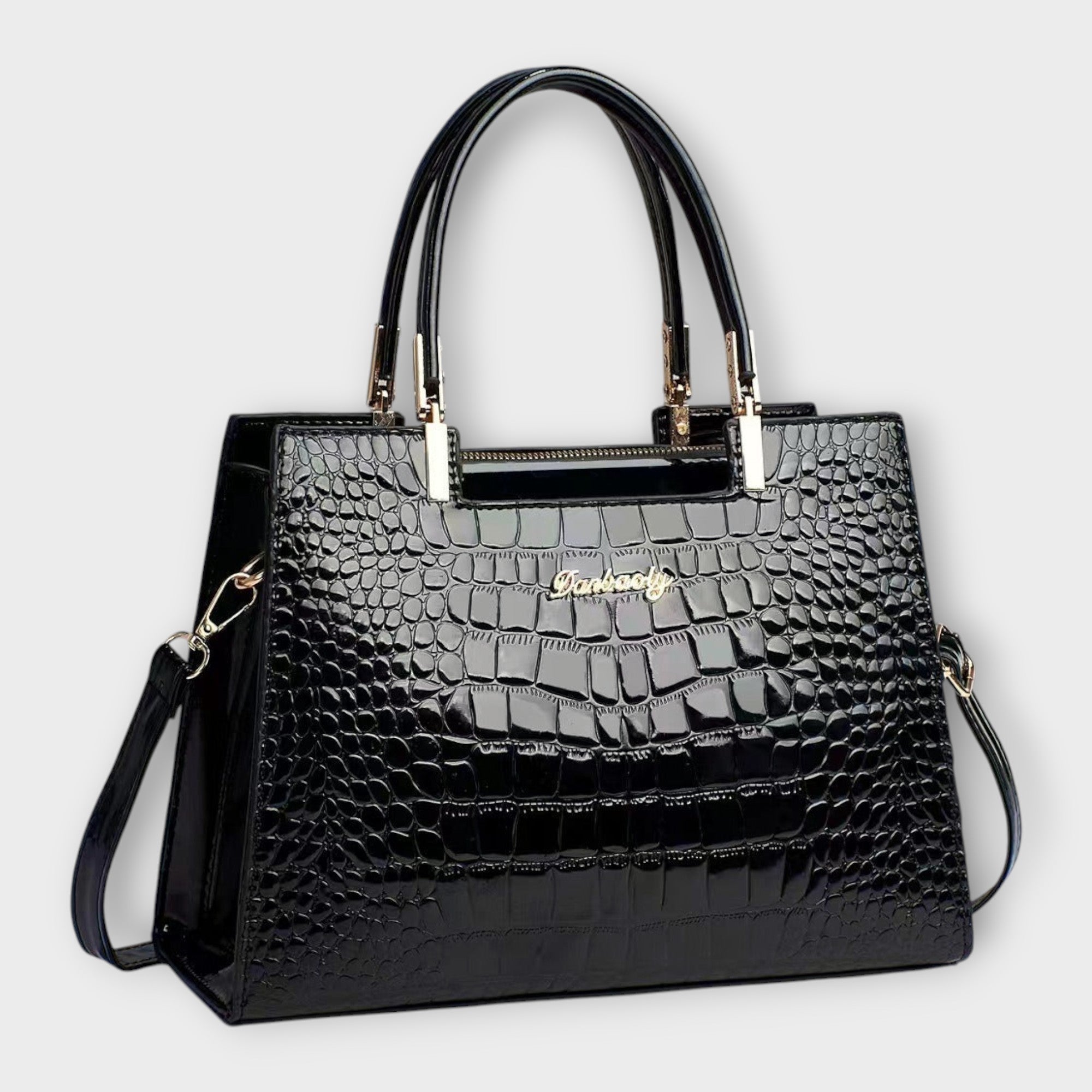Ellie - Glossy Crocodile Pattern Handbag