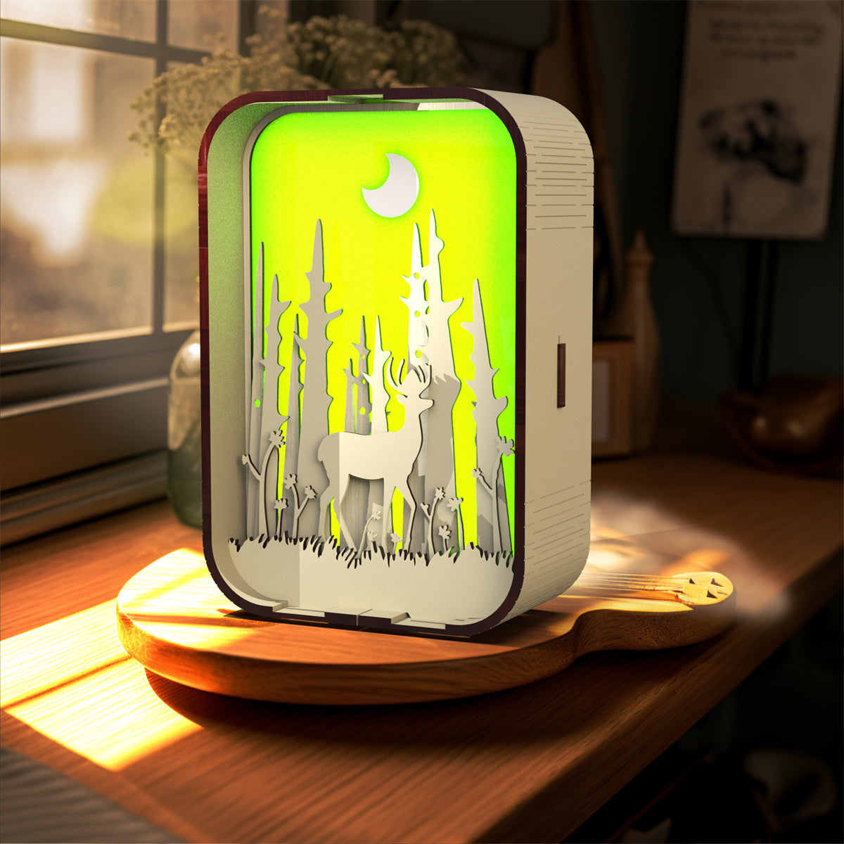 3D Wooden LED Night Light Decorative Bedside Ambient Lamp