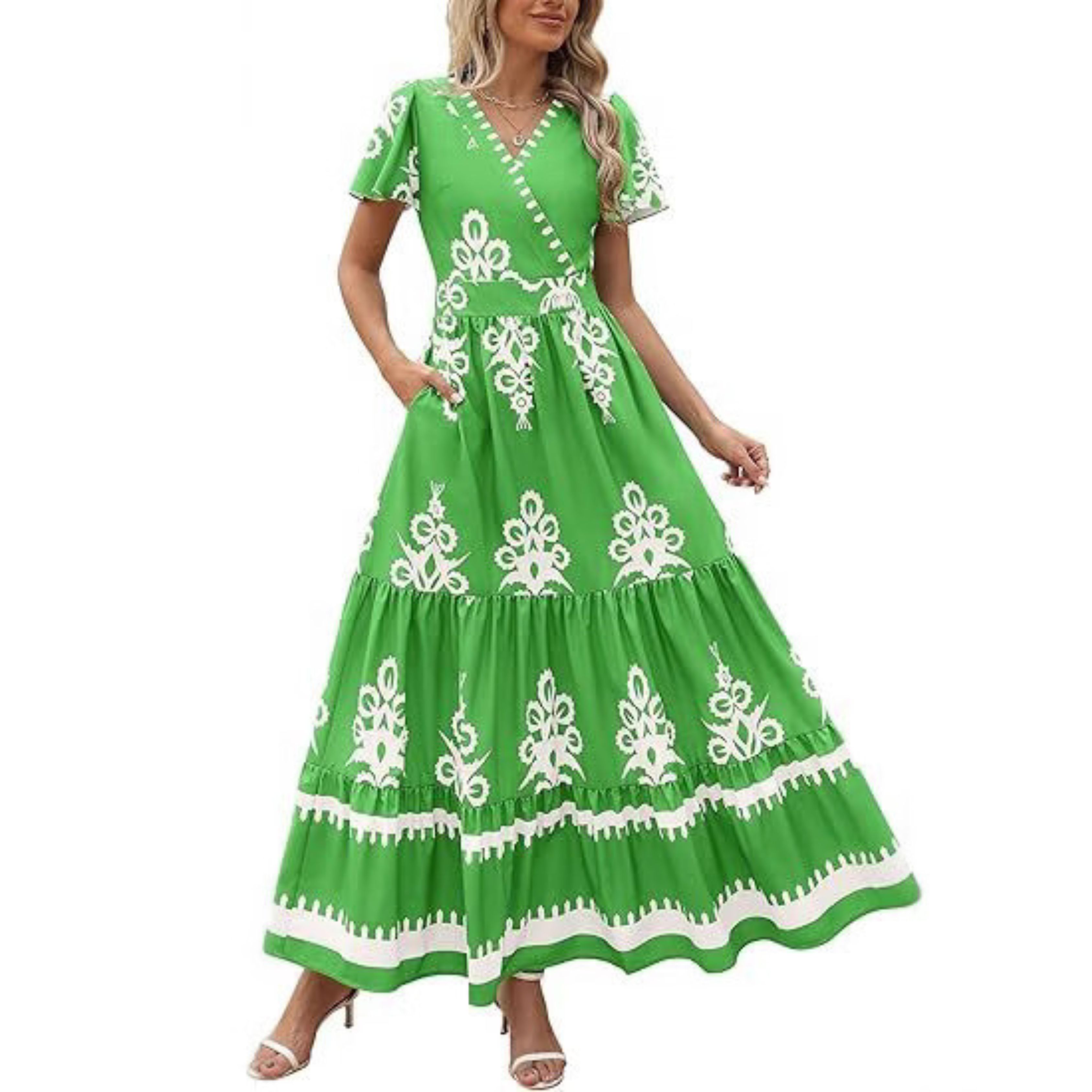 Hellenore - Dámské ležérně elegantní maxi šaty s květinovým vzorem