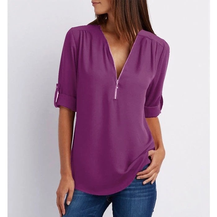 Elin - Bluse med lynlås