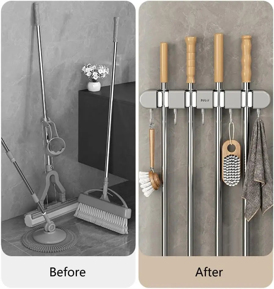 Wall-Mounted Mop and Broom Holder