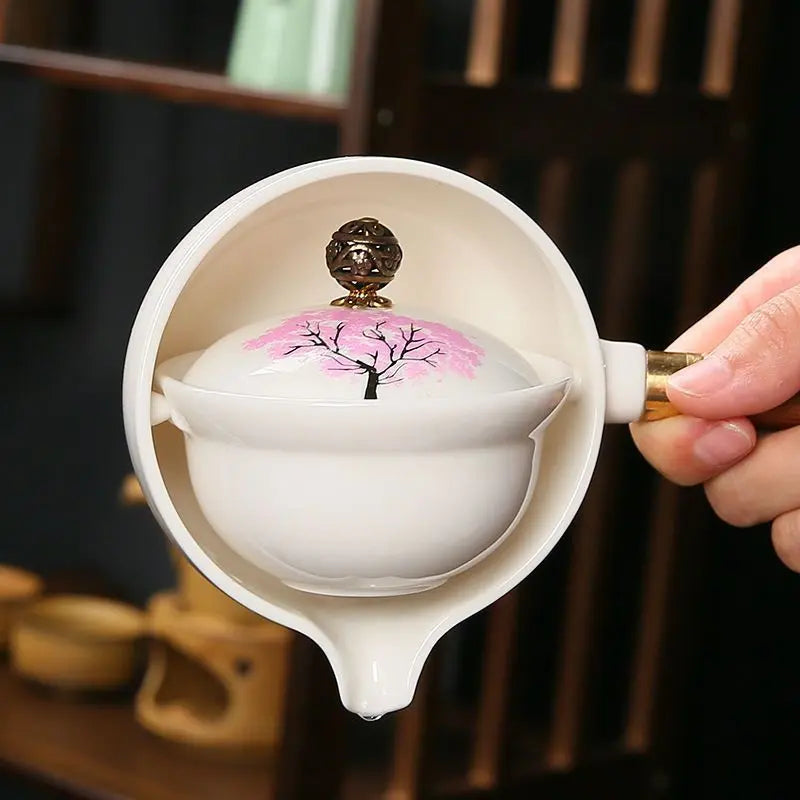 Tetera de Cerámica con Infusor Giratorio Flor de Cerezo