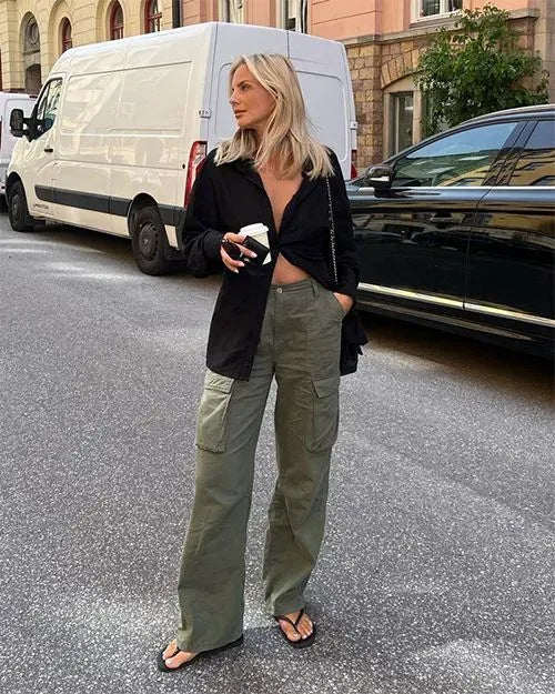 Women's Adjustable Cargo Wide Leg Pants