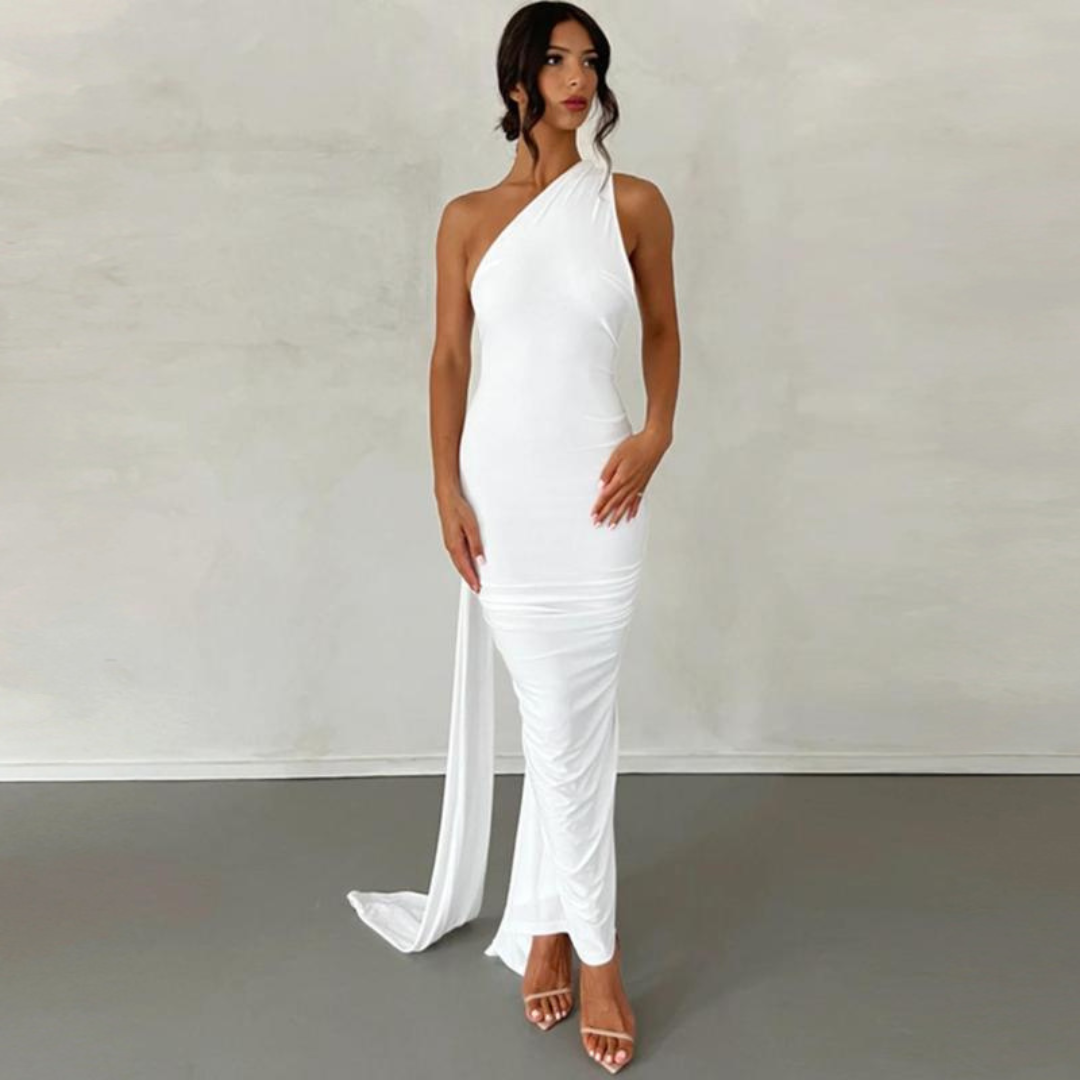 Karilyn - Elegantní večerní přiléhavé šaty bez rukávů s halter výstřihem