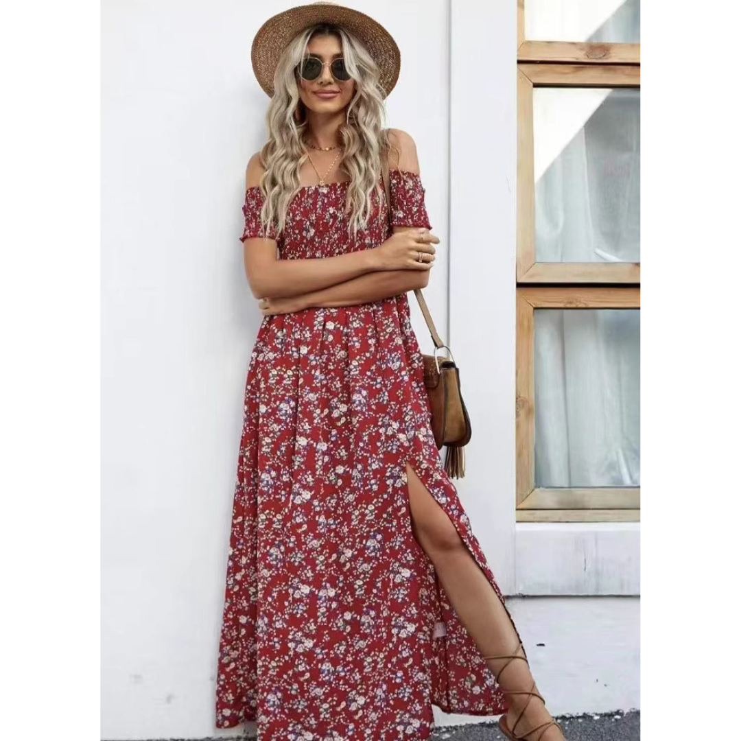 Phoebe - Glamorous Off-Shoulder Women Vintage Dress