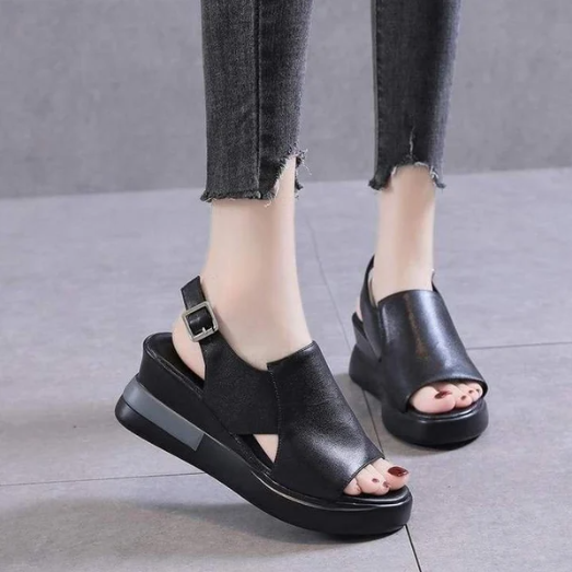 Women's Platform Comfort Sandals with Adjustable Straps