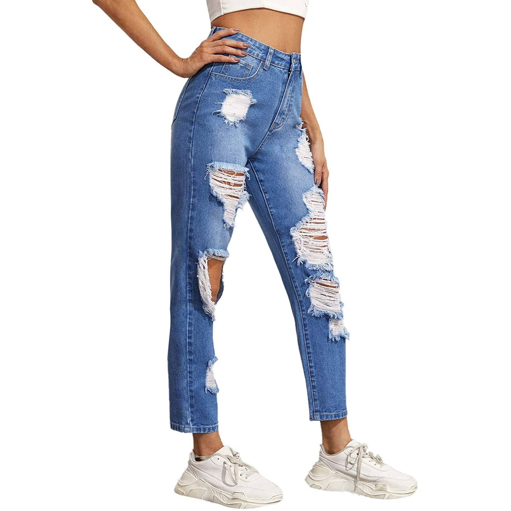 Women's Distressed Cropped Boyfriend Jeans