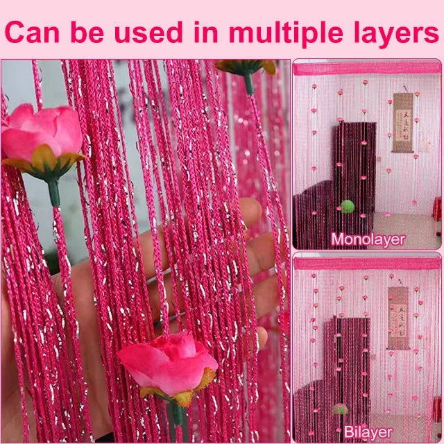 FloralGrace Decorative Rose String Curtains