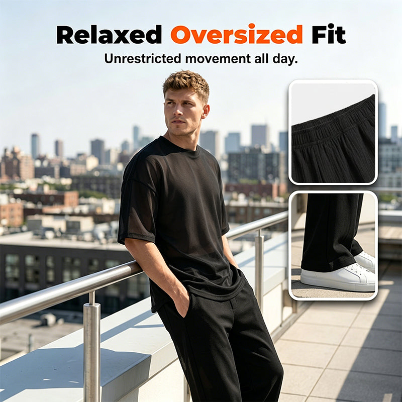 MonoStyle - Herresæt med oversized T-shirt og bukser med vide ben