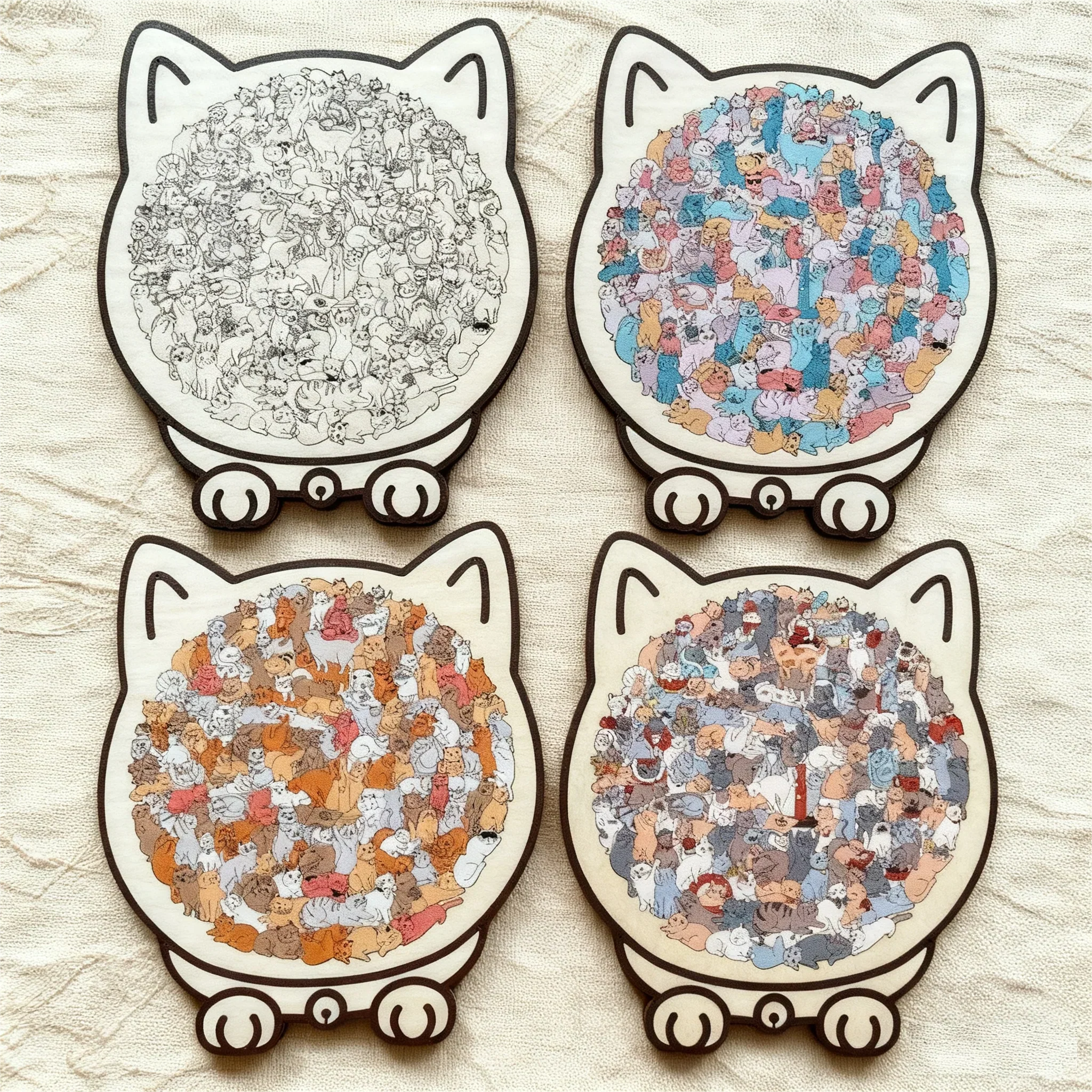 Kitty-Clique puzzle – dřevěné puzzle ve tvaru kočky