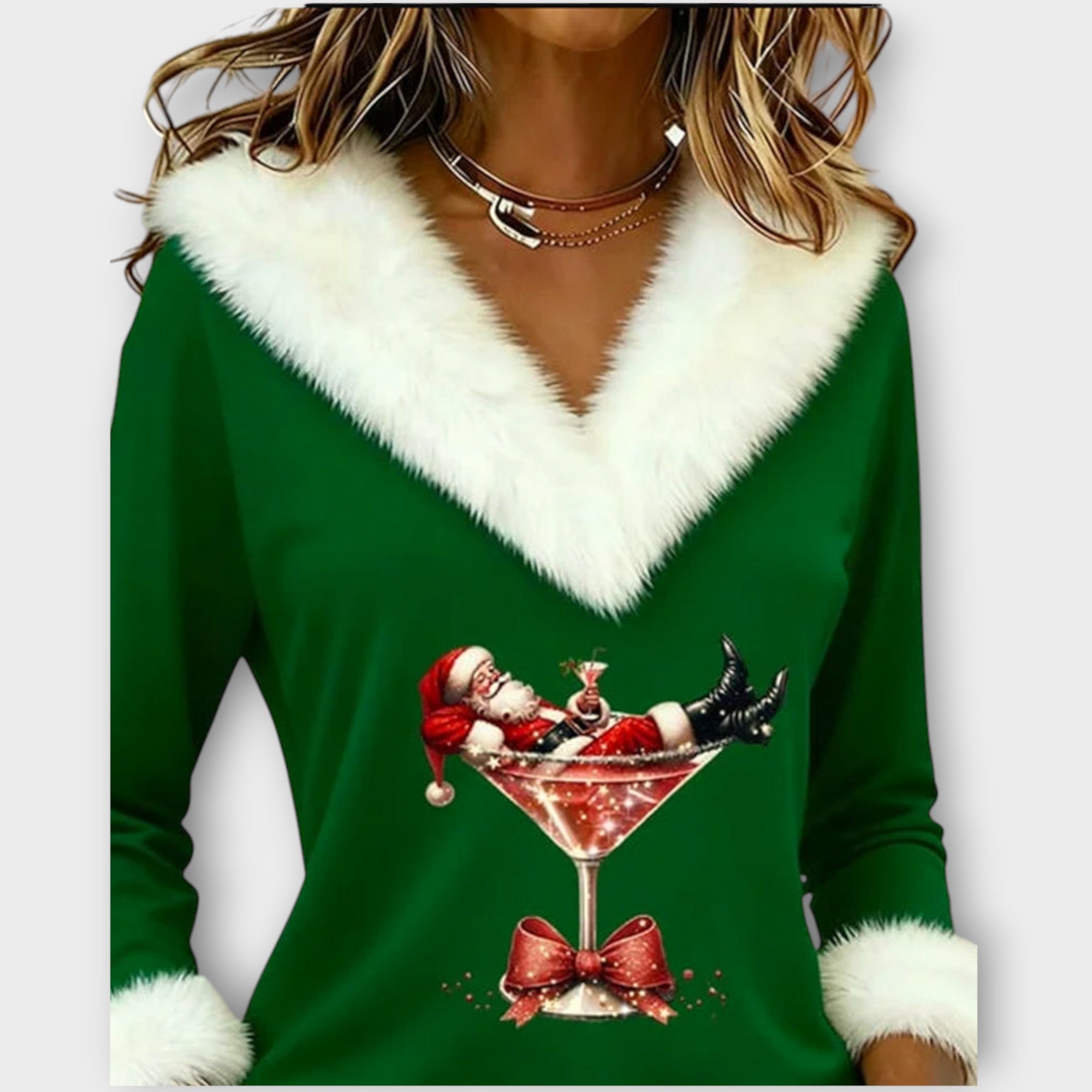 Sváteční top Santa Martini z umělé kožešiny