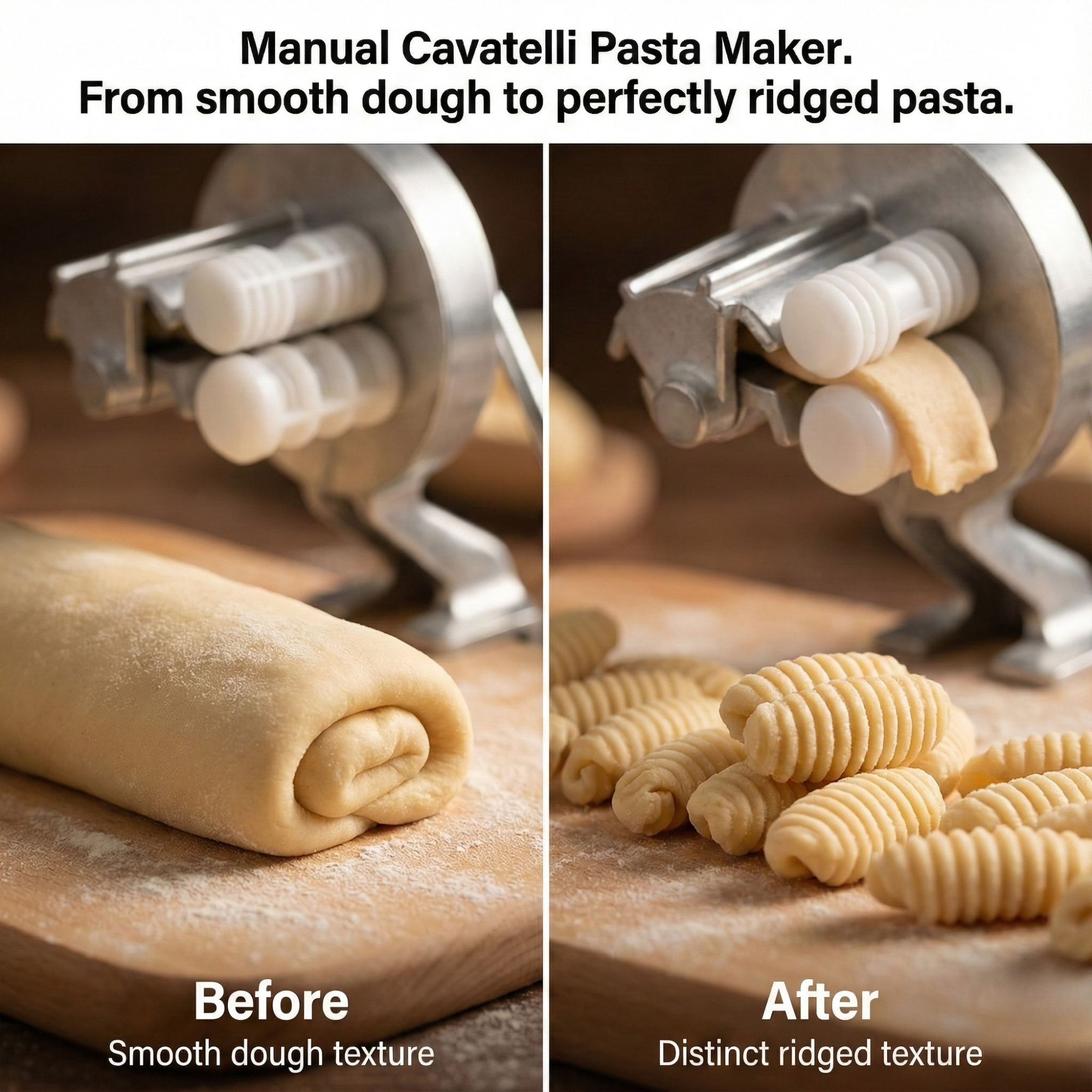 Manual Cavatelli Pasta Maker – Hand-Crank Homemade Pasta Tool