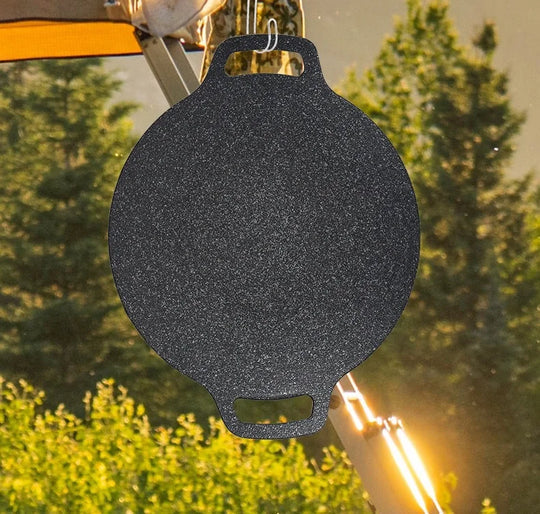 GrillMaster Pro — Plaque de cuisson ronde avec poignées, pour cuisiner en intérieur comme en extérieur