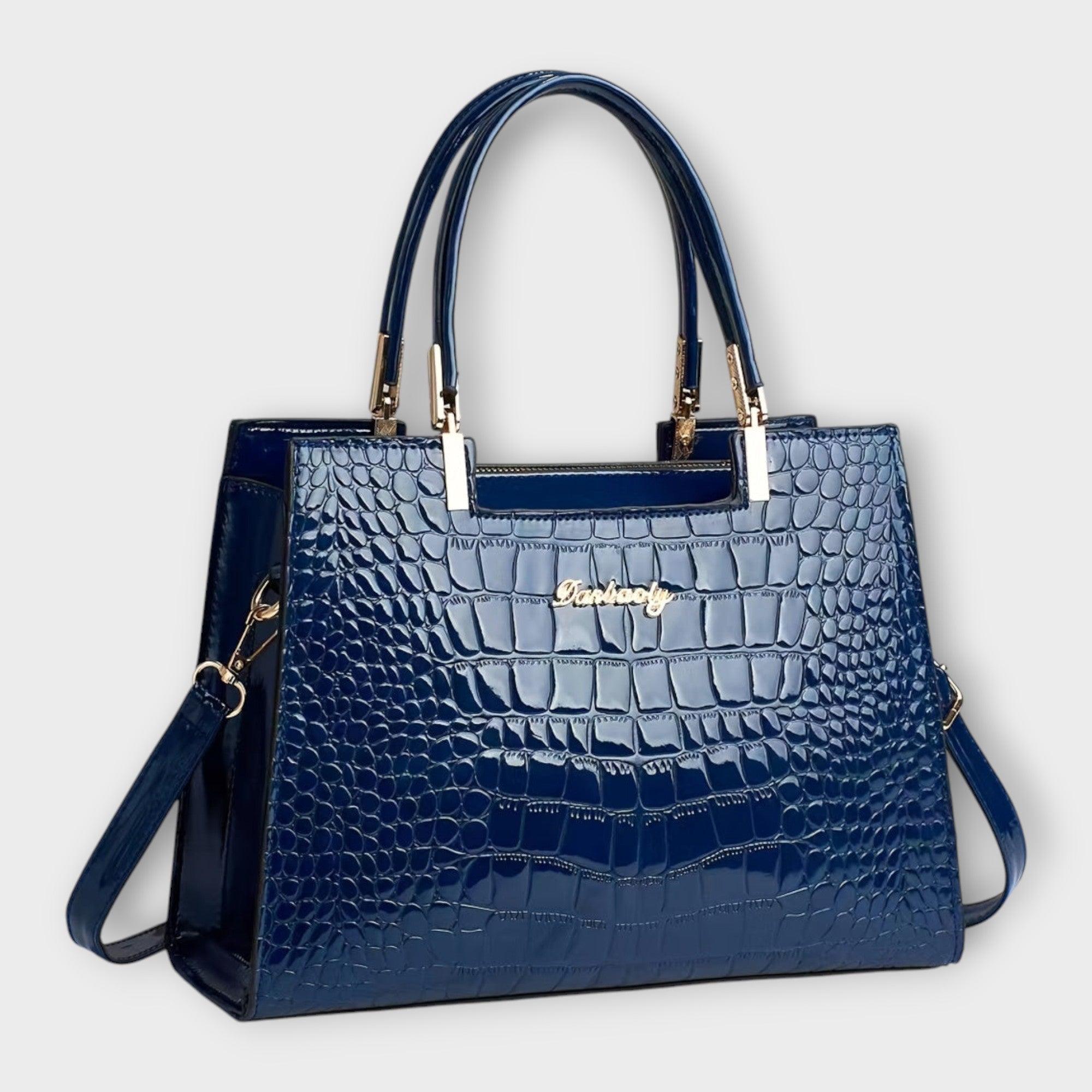 Ellie - Glossy Crocodile Pattern Handbag