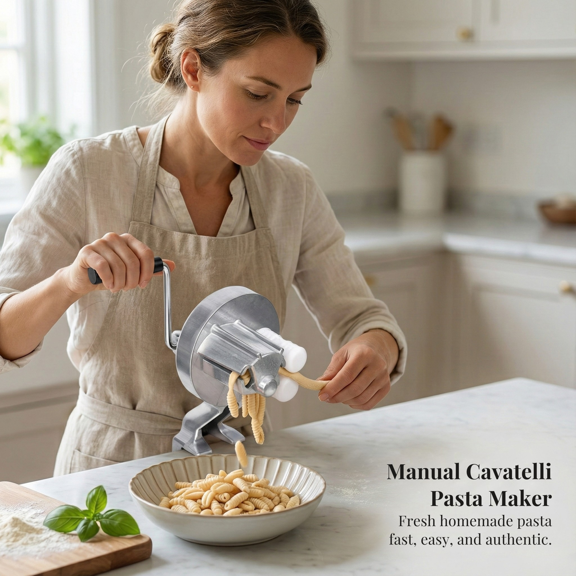 Manual Cavatelli Pasta Maker – Hand-Crank Homemade Pasta Tool