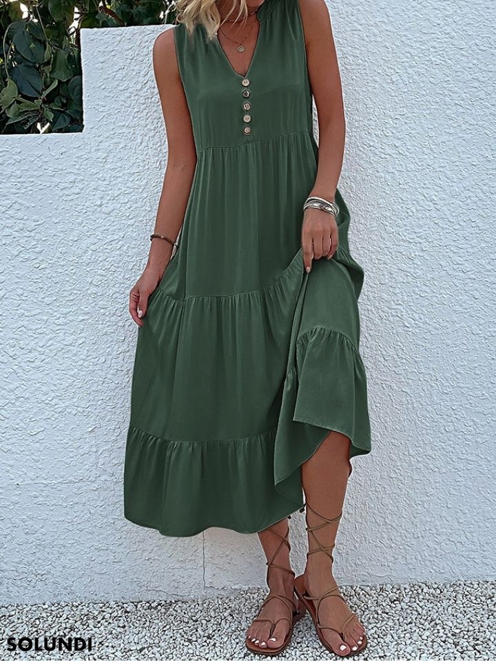 Heidi - Button Front Ruffle Dress