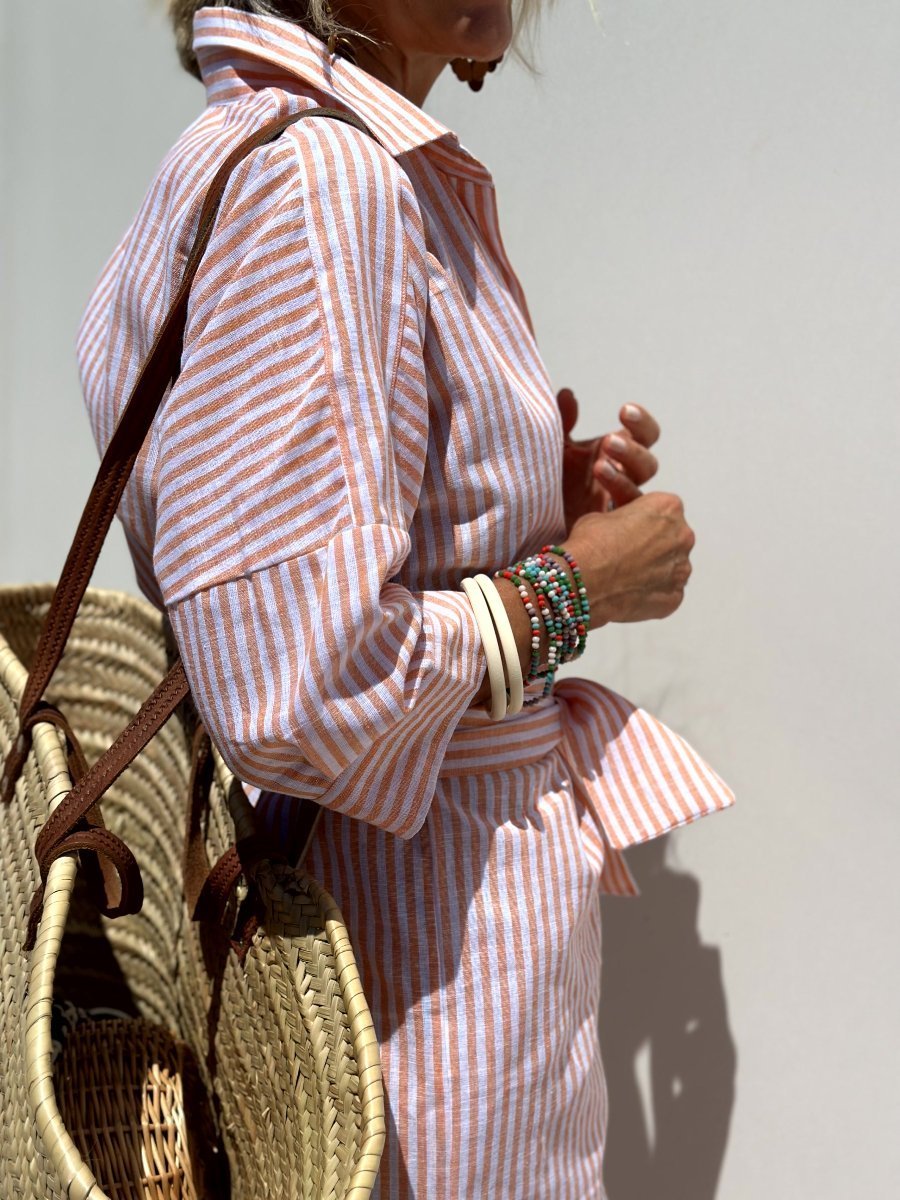 Women's Striped Button-Up Shirt Dress with Relaxed Fit