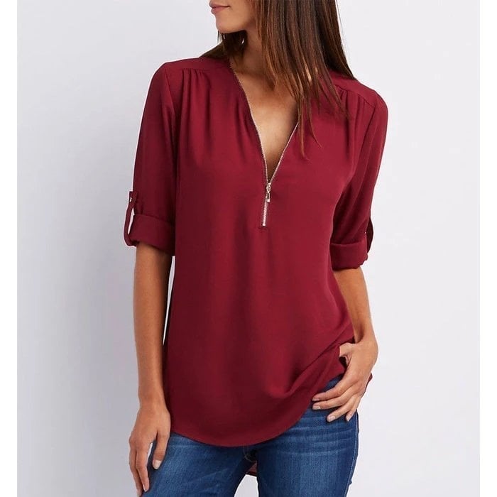 Elin - Bluse med lynlås