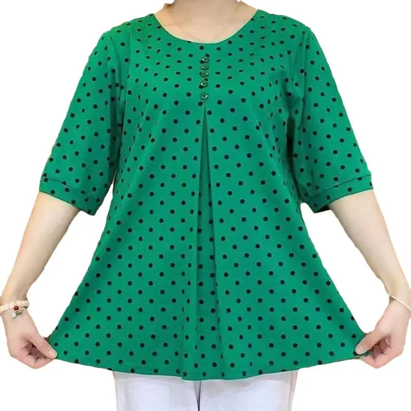 Women's Polka Dot Tunic Top with Short Sleeves