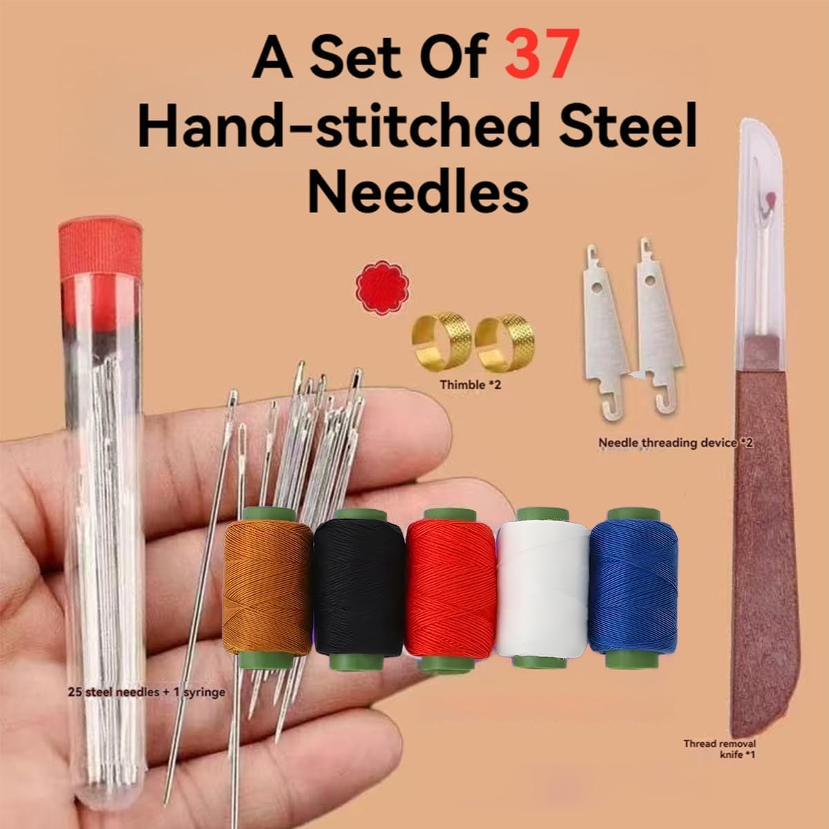Effortless-Thread Needle Kit – 37-Piece Self-Threading Set