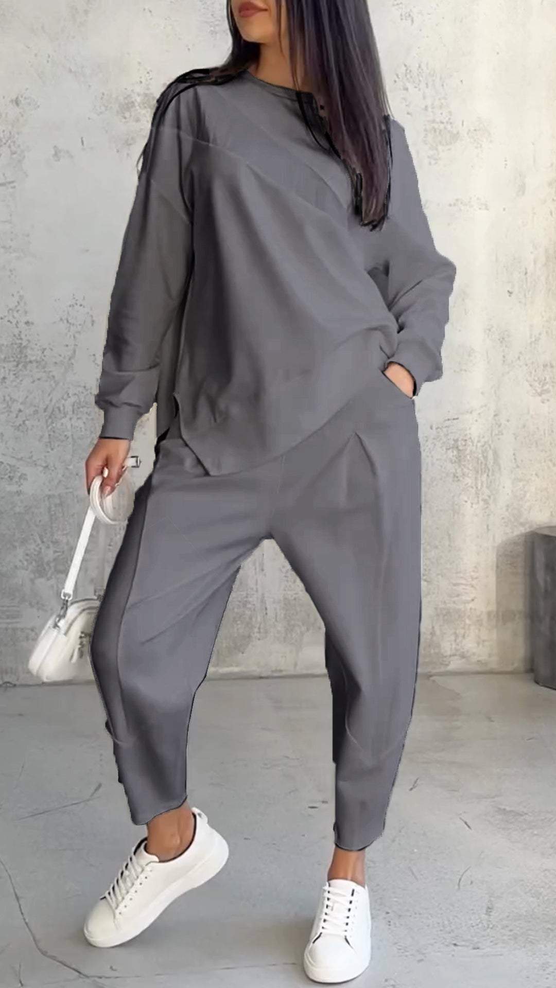 LumaLuxe — Women's Two Piece Lounge Set with Long Sleeve Top and Jogger Pants