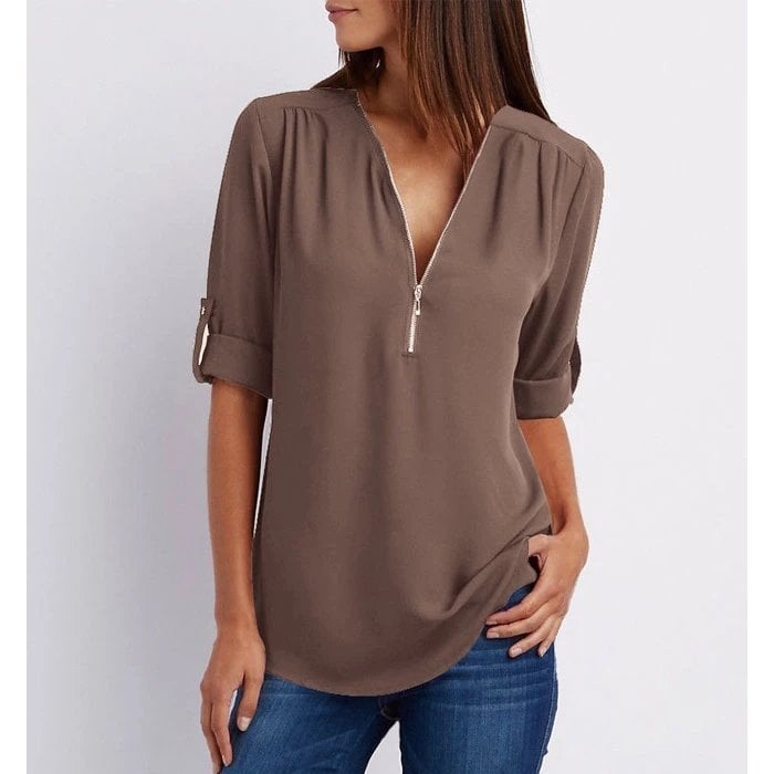 Elin - Bluse med lynlås